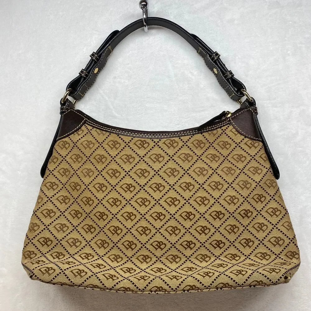 Dooney & Bourke Signature Canvas Hobo Bag Brown‎ Leather Trim Handbag